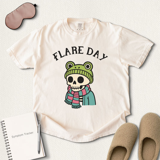 Flare Day Skeleton Frog Hat T-Shirt